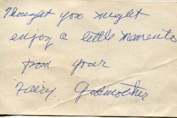 A note that Mrs. McLerie gave me along with her Bible that remains in my office.