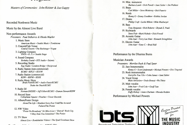 The 1989 program first two pages