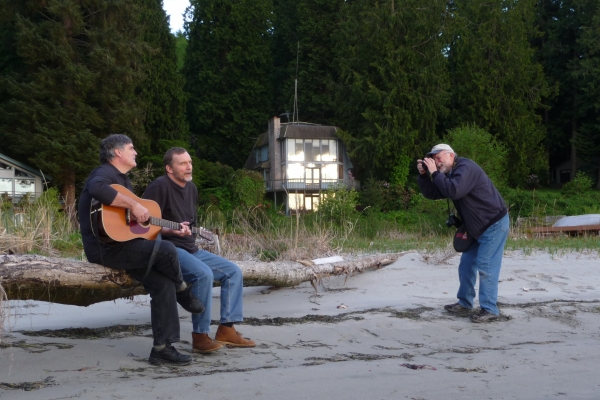 Photograph of the photographer capturing Mark and Mike at the beach